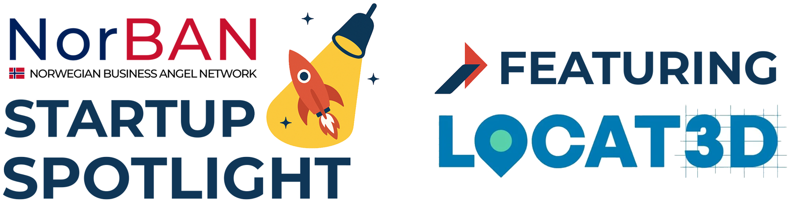 NorBAN Startup Spotlight banner featuring Locat3D